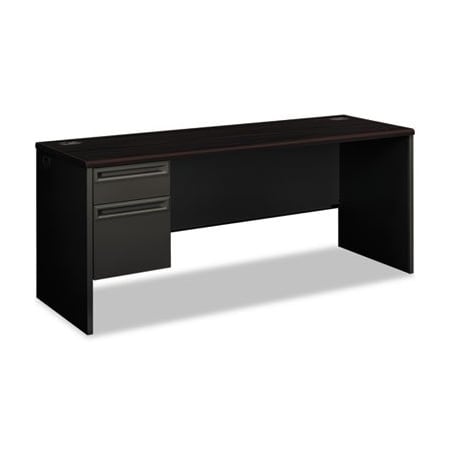 Hon HON, 38000 SERIES LEFT PEDESTAL CREDENZA, 72W X 24D X 29.5H, MAHOGANY/CHARCOAL 38855LNS
